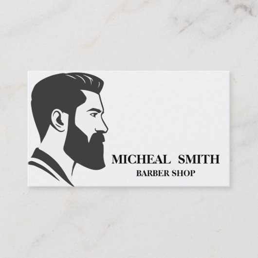 ミニシンプルマリスト白黒理容師ショップ 名刺 (正面)