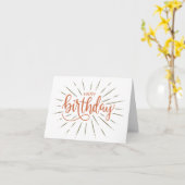 ミニシンプルマリスト誕生日コーラルアンドオリーブグリーン カード (黄色い花)