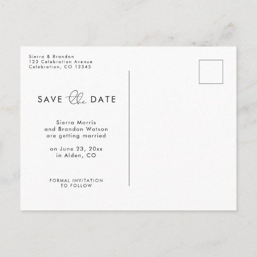 ミニシンプルマリスト3フォトコラージュセーブザデート 案内ポストカード (裏面)