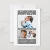 ミニシンプルマリスト・グレー・ベビー・シャワー・ボーイありがとう サンキューカード (正面)