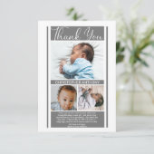 ミニシンプルマリスト・グレー・ベビー・シャワー・ボーイありがとう サンキューカード (スタンド正面)