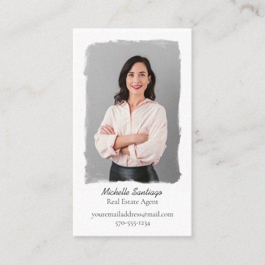 ミニシンプルマリ色彩の鮮やかストスタイル写真縦 名刺 (正面)