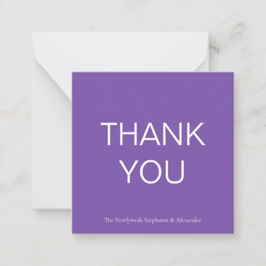 ミニシンプル紫色サンキュースクエアノートカード ノートカード (正面)