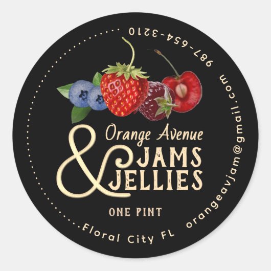 ミニジャムとゼリーカラフル果実 ラウンドシール (正面)