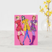 ミニスカートおよびホットパンツの誕生日 カード (黄色い花)