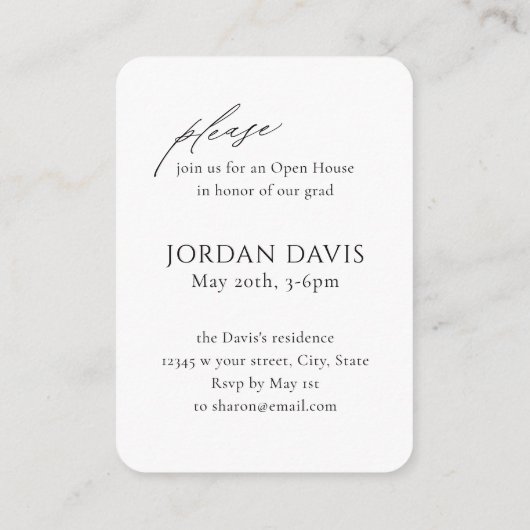 ミニスクエレガントリートアーチフォト卒業招待状 エンクロージャーカード (裏面)