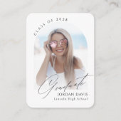 ミニスクエレガントリートアーチフォト卒業招待状 エンクロージャーカード (正面)