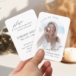 ミニスクエレガントリートアーチフォト卒業招待状 エンクロージャーカード