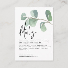 ミニスクリプトグリーンユーカリ結婚の詳細 エンクロージャーカード
