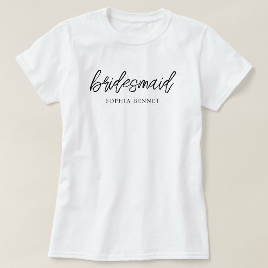 ミニスクリプト ブライズメイド パーソナライズド Tシャツ (デザイン正面)