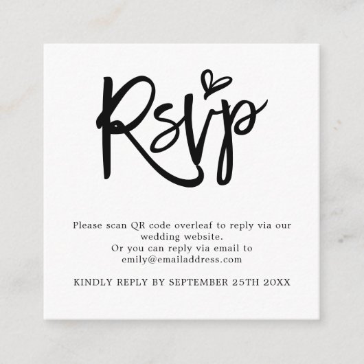 ミニスクリプトQRコードウェディングRSVPエンクロージャ エンクロージャーカード (正面)