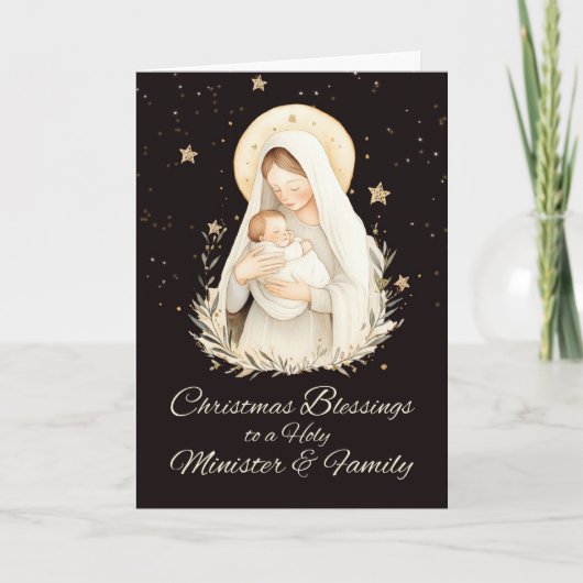ミニスターと家族のためのクリスマスの祝福のマドンナ カード (正面)