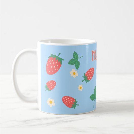 ミニストロベリーの花のオーダーメイドマグ コーヒーマグカップ (左)