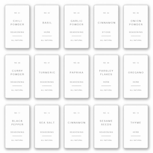 ミニスパイスジャー ラベル パントリー ストレージ ステッカー (正面)