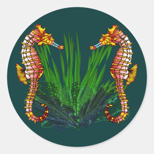 ミニセカリウムピークス海馬ステッカー ラウンドシール (正面)