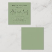 ミニセージグリーン結婚ズ午後パーティー招待状 ノートカード (正面/裏面)