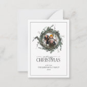 ミニダスティウォータカラーリースメリークリスマスフォト ノートカード (正面)