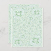 ミニダブルサイド紙パステルターコイズフローラ (正面/裏面)