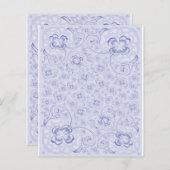 ミニダブルサイド紙パステルブルーフローラ (正面/裏面)