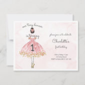 ミニダンサーピンクバレエダンサー 招待状 (正面)