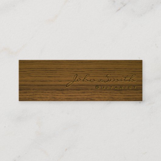ミニダークウッドギタリストビジネスカード スキニー名刺 (正面)
