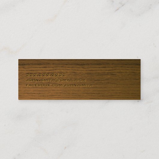 ミニダークウッドギタリストビジネスカード スキニー名刺 (裏面)