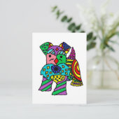 ミニチュアおもしろいシュナウツァードッグ抽象芸術アート ポストカード (スタンド正面)