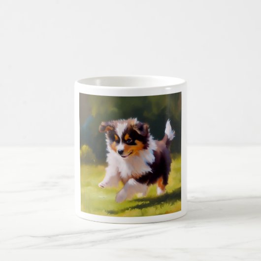 ミニチュアのアメリカの羊飼い犬 コーヒーマグカップ (中央)