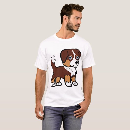 ミニチュアのアメリカの羊飼い赤いトリと尾 Tシャツ (正面フル)