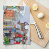 ミニチュアのクリスマス村 キッチンタオル (四つ折り)