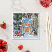 ミニチュアのクリスマス村 スタンダードカクテルナプキン (インサイチュ)