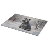 ミニチュアのシュナウザーで雪のクリスマスを過ごす カッティングボード (角)