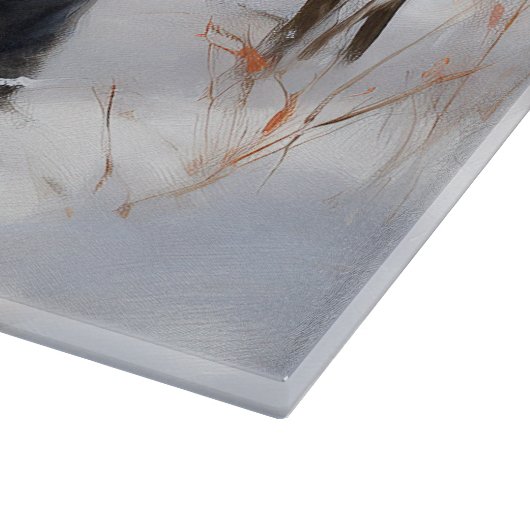 ミニチュアのシュナウザーで雪のクリスマスを過ごす カッティングボード (角)