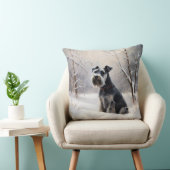 ミニチュアのシュナウザーで雪のクリスマスを過ごす クッション (椅子)