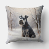 ミニチュアのシュナウザーで雪のクリスマスを過ごす クッション (裏面)
