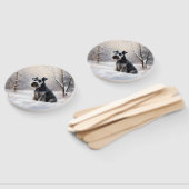 ミニチュアのシュナウザーで雪のクリスマスを過ごす ハンドファン (組立なし)