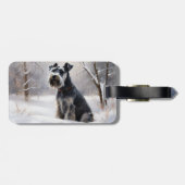 ミニチュアのシュナウザーで雪のクリスマスを過ごす ラゲッジタグ (裏面横)
