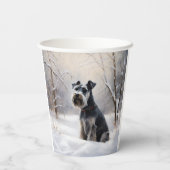 ミニチュアのシュナウザーで雪のクリスマスを過ごす 紙コップ (裏面)