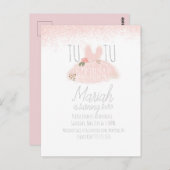 ミニチュアのチュチュの女の子の誕生日おめでとう2歳 グリッター ポストカード (正面/裏面)