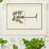 ミニチュアのフレームのヤシの木2本 キッチンタオル (折り畳み)