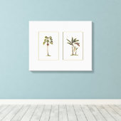 ミニチュアのフレームのヤシの木2本 キャンバスプリント (インサイチュ (ウッドフロア))