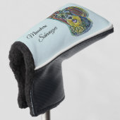 ミニチュアシュナウザーとハートポップ・アートのアート ゴルフヘッドカバー (3/4 正面)