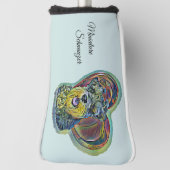 ミニチュアシュナウザーとハートポップ・アートのアート ゴルフヘッドカバー (回転90)