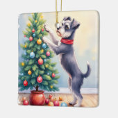 ミニチュアシュナウザーのクリスマスツリー飾り付けイヌ セラミックオーナメント (左)