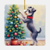 ミニチュアシュナウザーのクリスマスツリー飾り付けイヌ セラミックオーナメント (裏面)