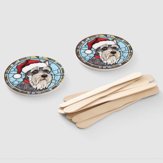 ミニチュアシュナウザーのステンドグラスのクリスマス ハンドファン (組立なし)