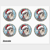 ミニチュアシュナウザーのステンドグラスのクリスマス ラウンドシール (シート)