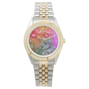 ミニチュアシュナウザーの子犬と花パーソナライズされた類 腕時計