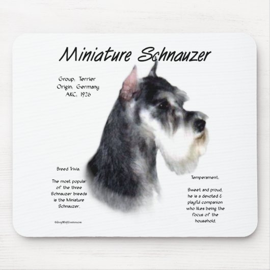 ミニチュアシュナウザーの歴史デザイン マウスパッド (正面)