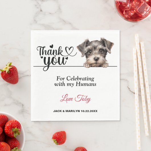 ミニチュアシュナウザーの結婚式のお礼 スタンダードランチョンナプキン (インサイチュ)